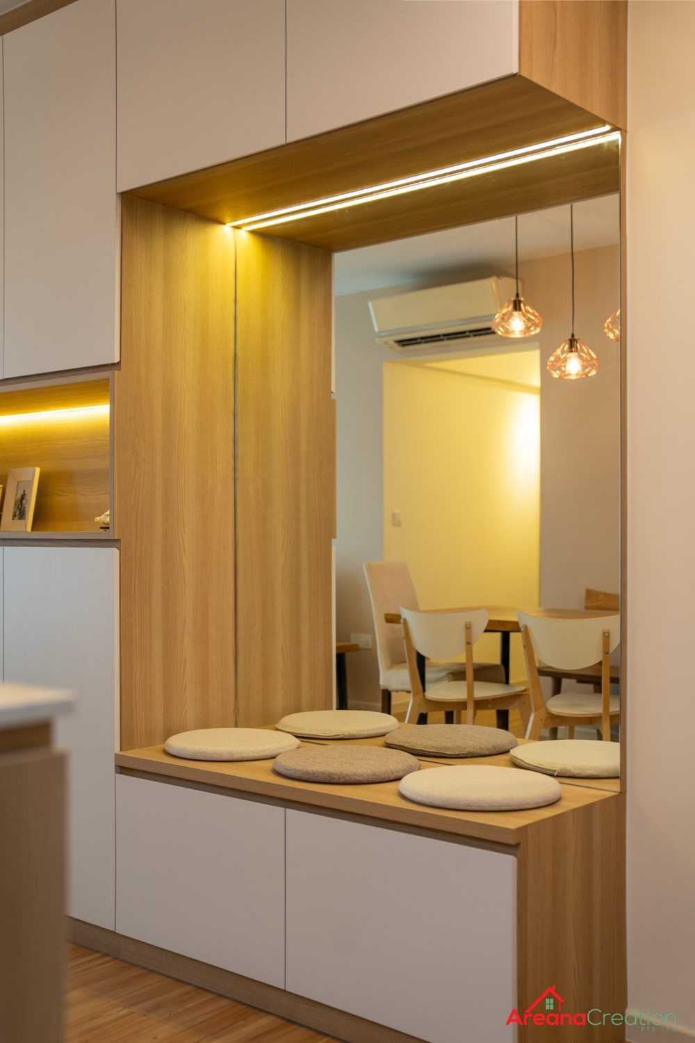 Scandinavian Entryway with Mirror and Small Storage