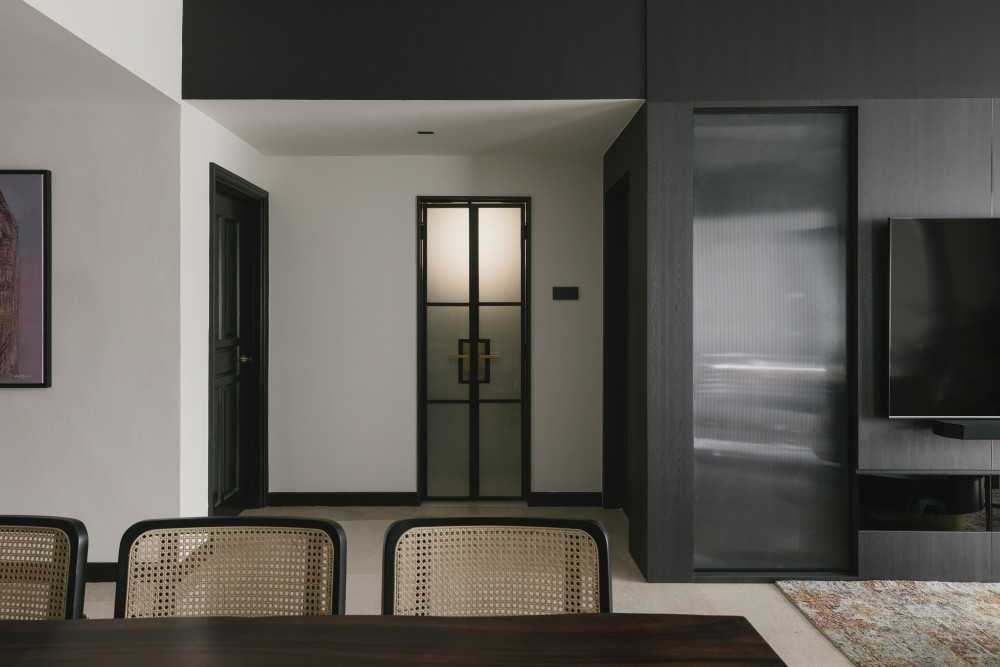 Modern Hallway with Feature Wall and Carpet