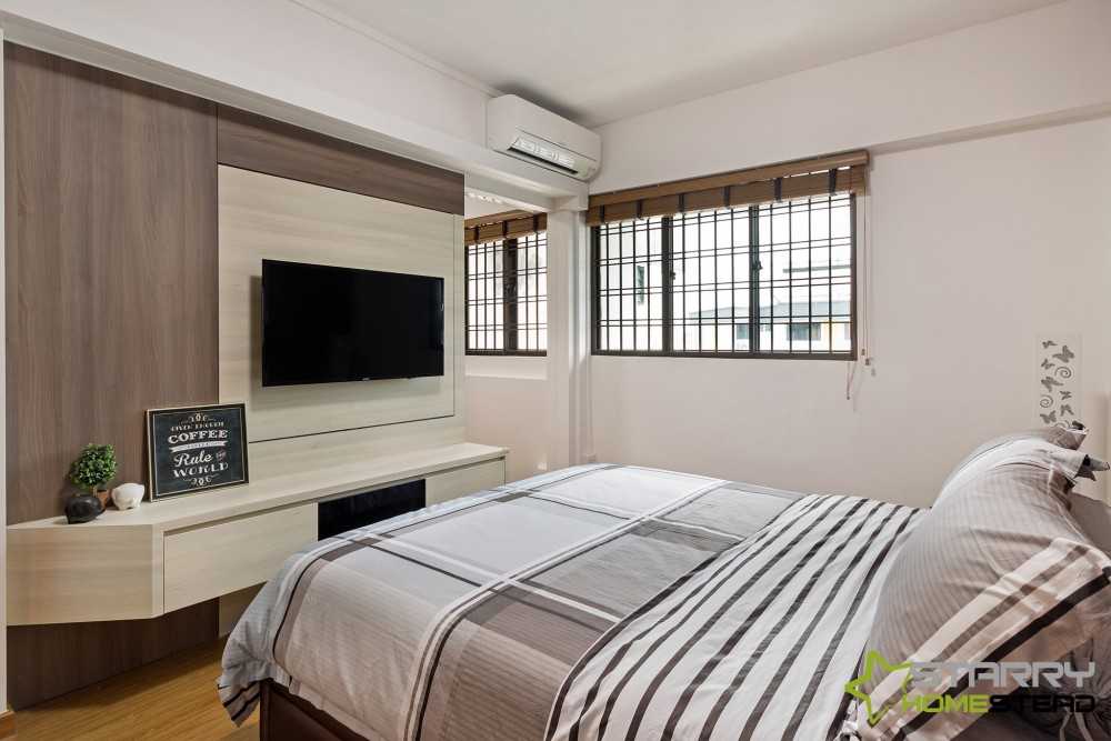 Modern Bedroom with TV and Bed