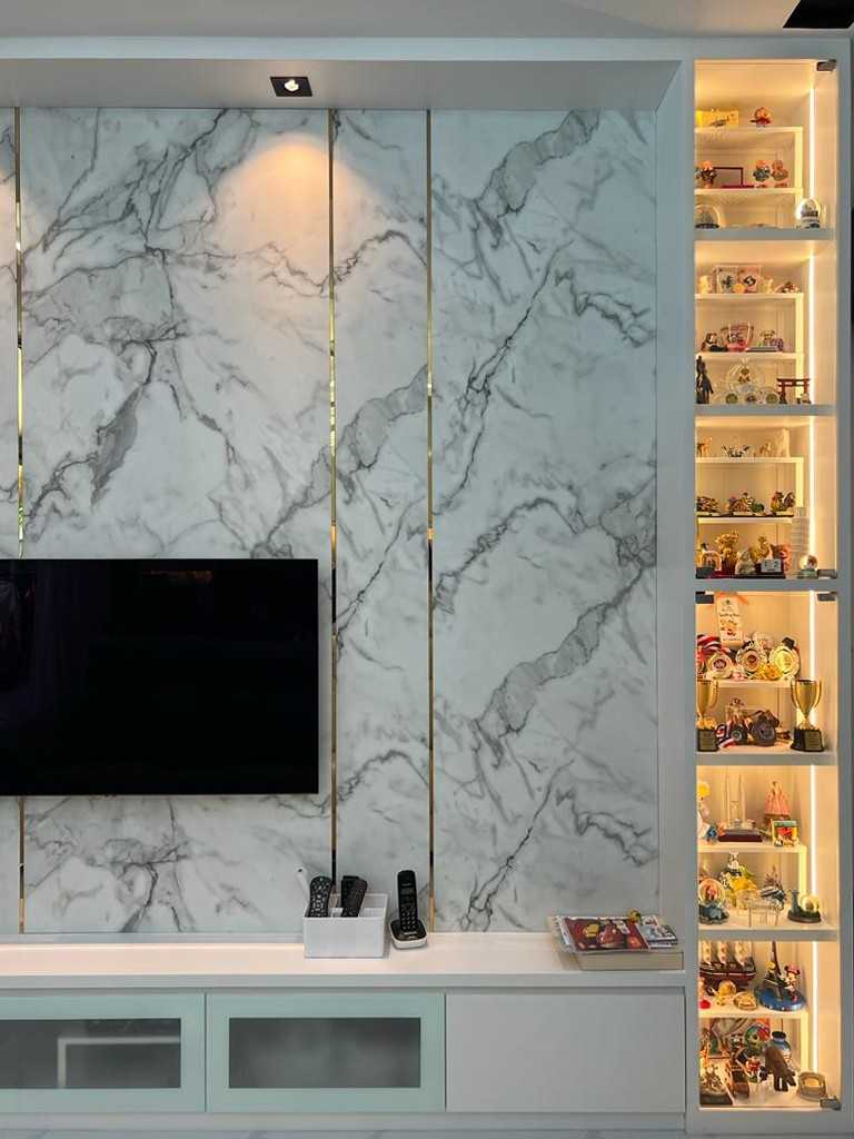 Modern Living Room with TV Console and Paintings