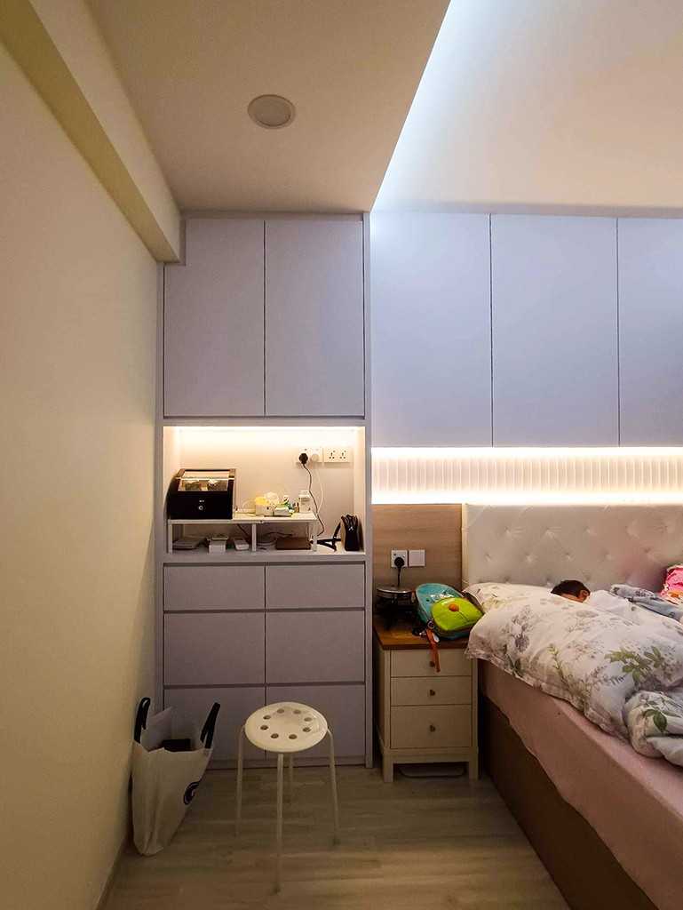 Modern Bedroom with Bedside Table and Bedroom Dresser
