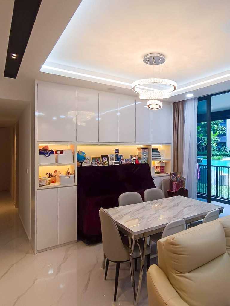 Modern Dining Room with Sideboard and Paintings