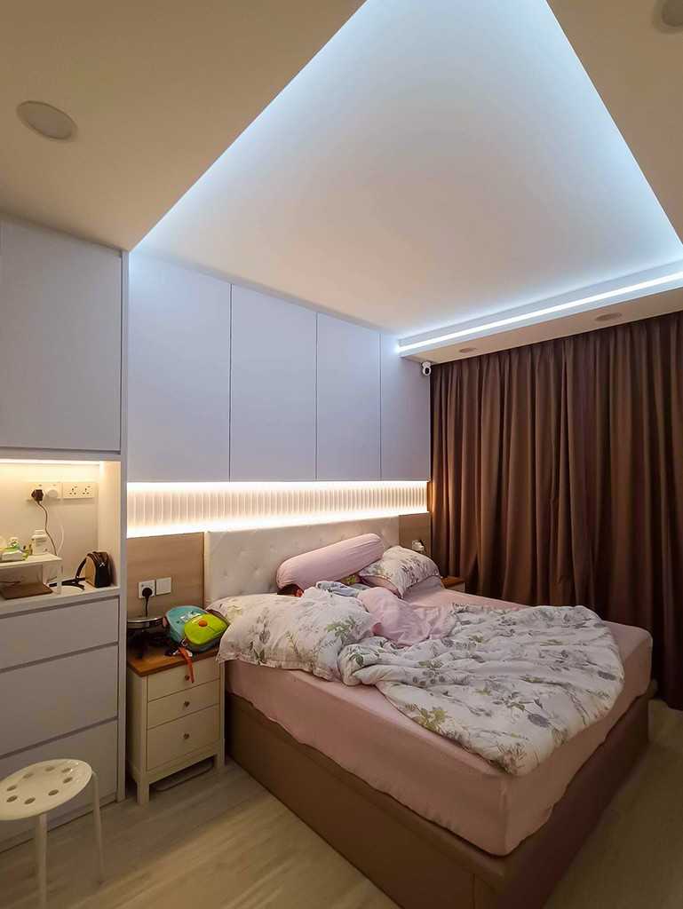 Modern Bedroom with Bedside Table and Bedroom Dresser