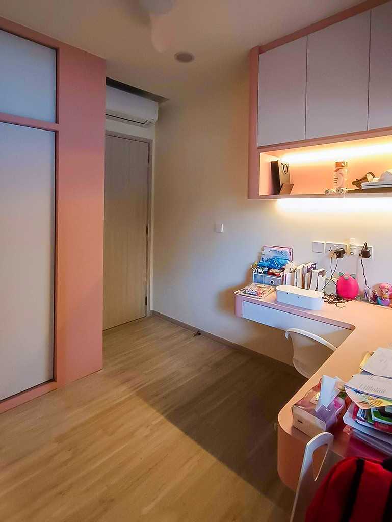 Modern Bedroom with Paintings and Desk Chairs