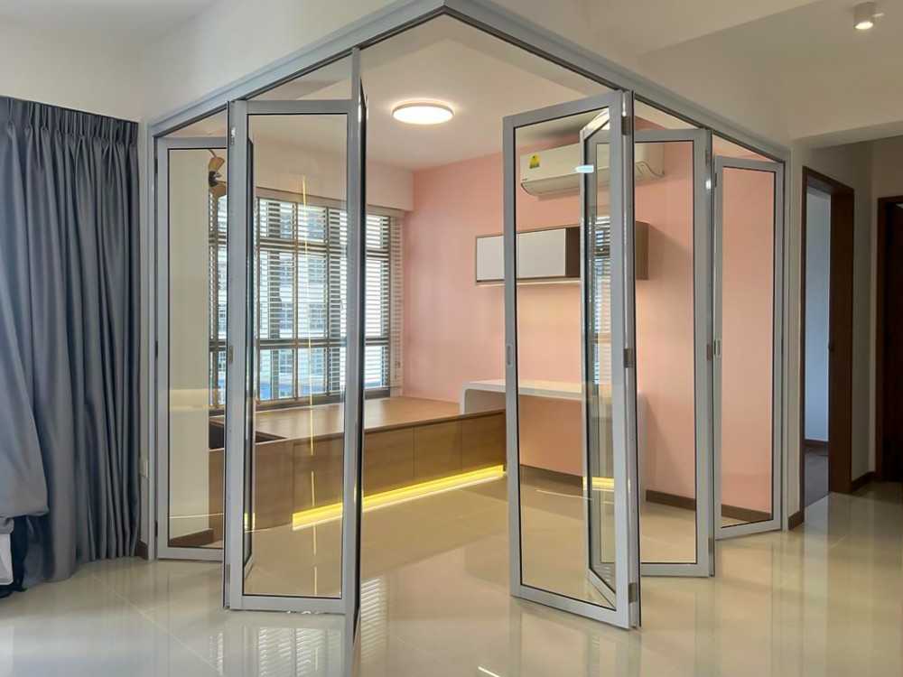 Scandinavian Studio with Glass Door and Window Grille