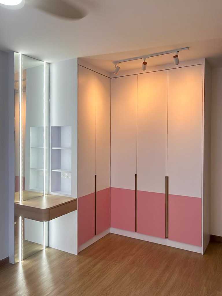 Scandinavian Bedroom with Wardrobe and Bedroom Dresser