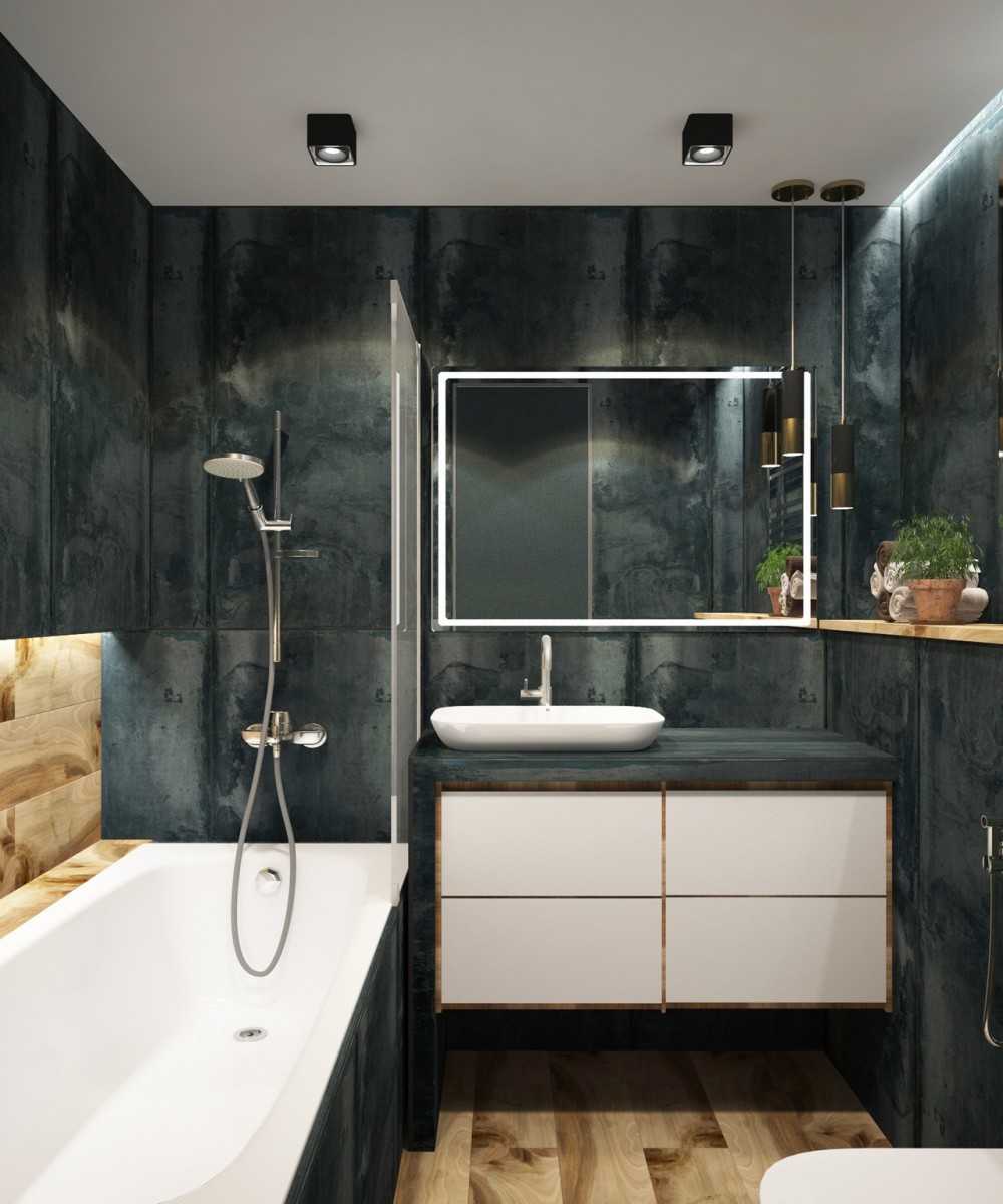 Country Bathroom with Countertop and Mirror