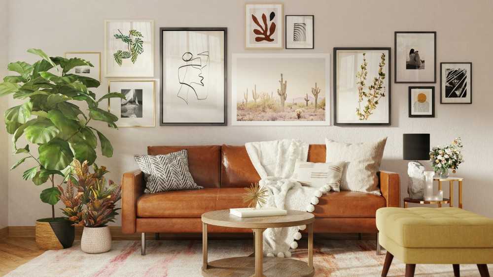Eclectic Living Room with Vinyl Flooring and Carpet