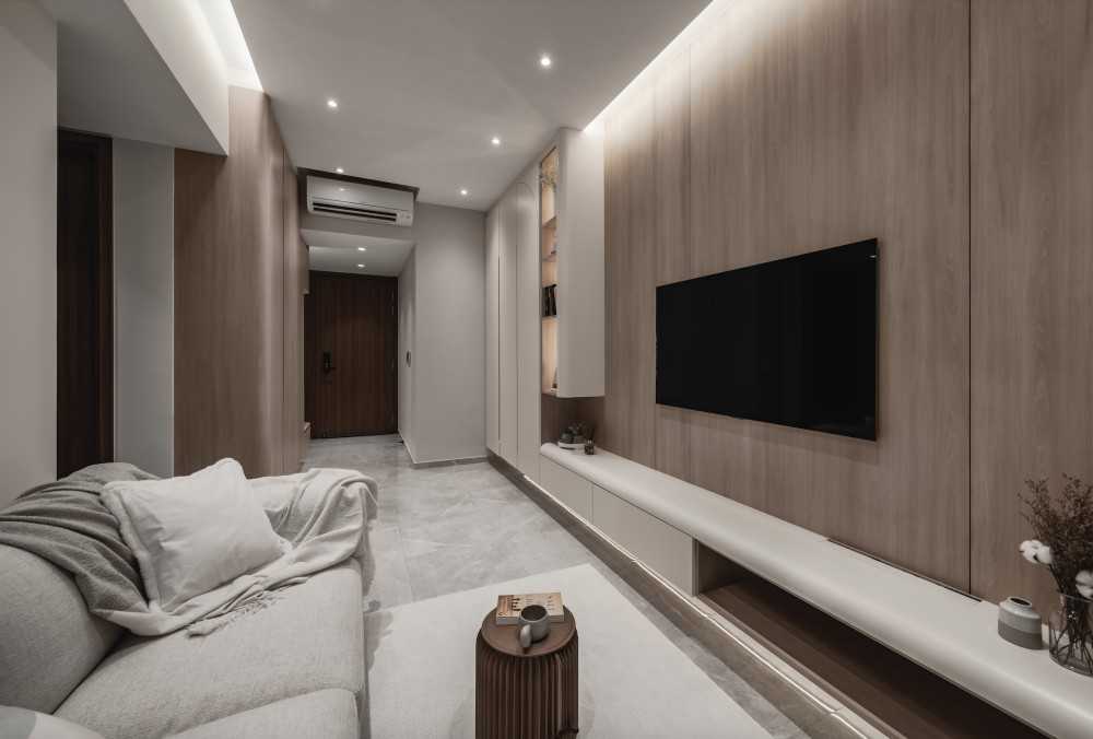 Scandinavian Living Room with TV Console and Sofa