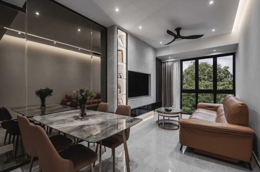 Contemporary Living Room with Feature Wall and Sofa