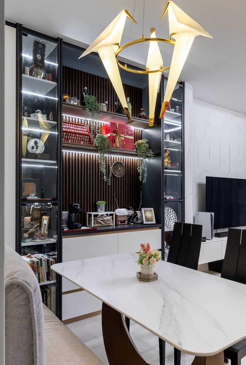 Modern Dining Room with Ceiling Light and Dining Table