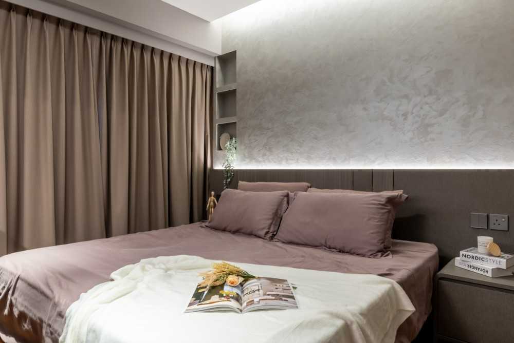 Modern Bedroom with Feature Wall and Cove Lighting