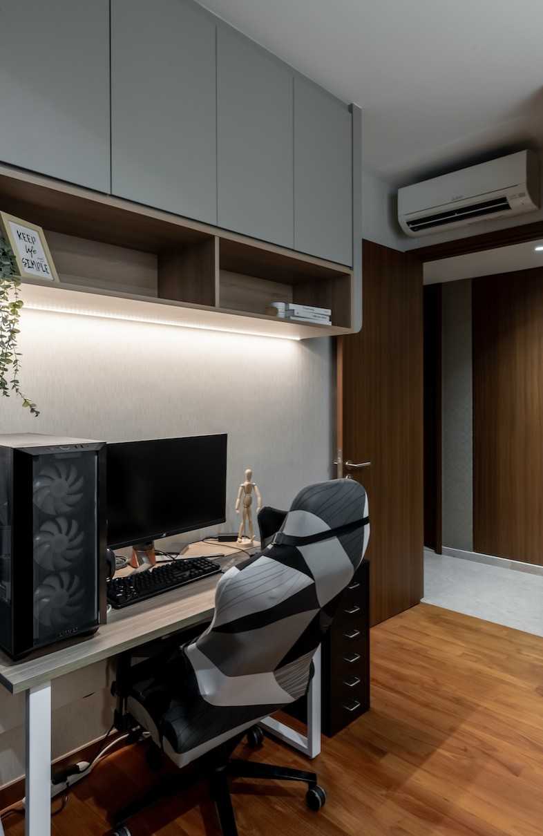 Modern Home Office with Desk and Storage Cabinets