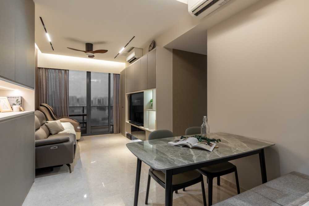 Modern Living Room with Cove Lighting and Ceiling Light