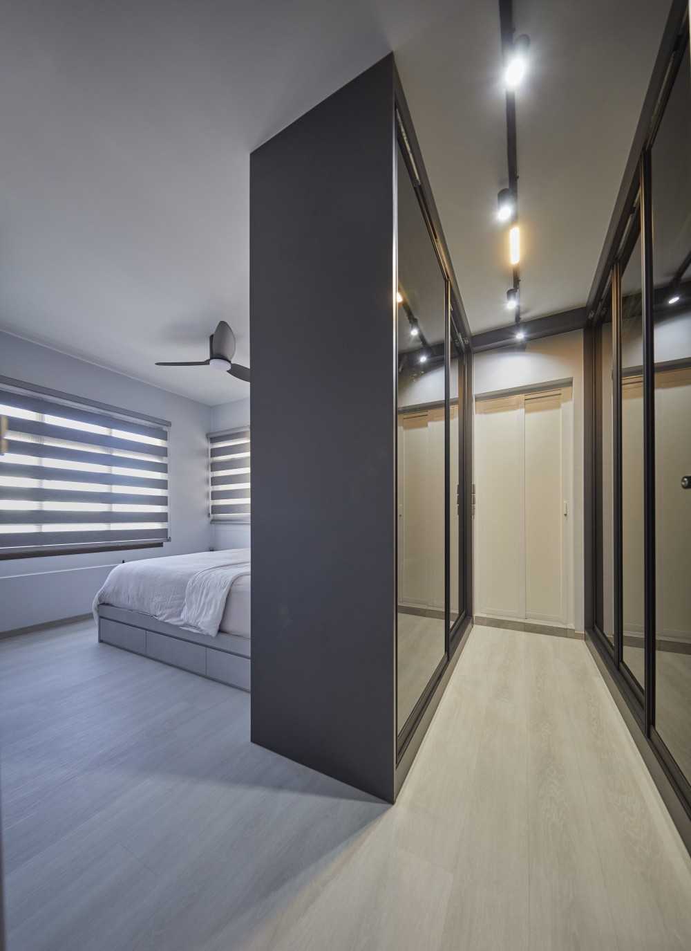 Contemporary Bedroom with Vinyl Flooring and Wardrobe