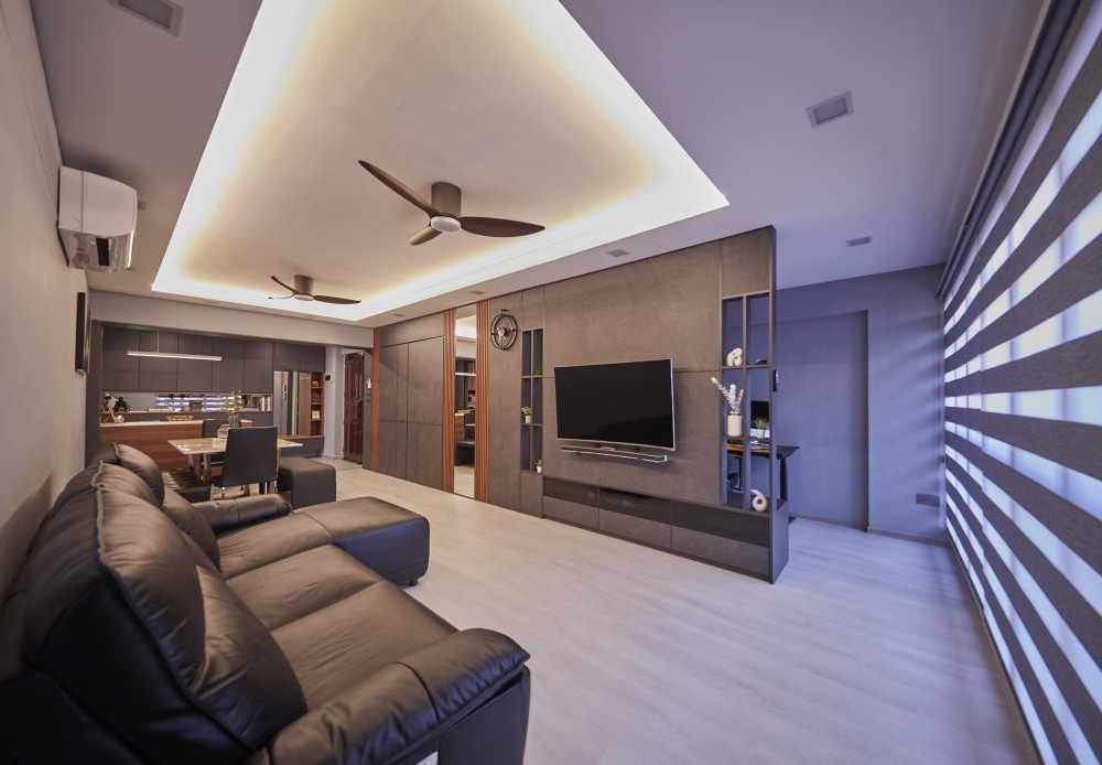 Contemporary Living Room with Vinyl Flooring and TV Console