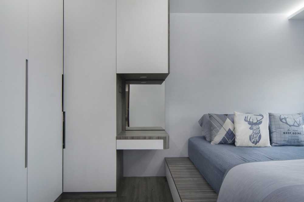 Contemporary Bedroom with Vinyl Flooring and Cove Lighting