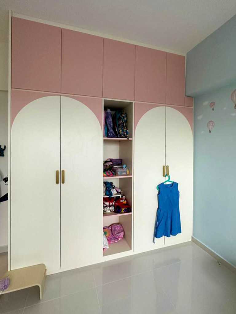 Modern Bedroom with Wardrobe and Paintings