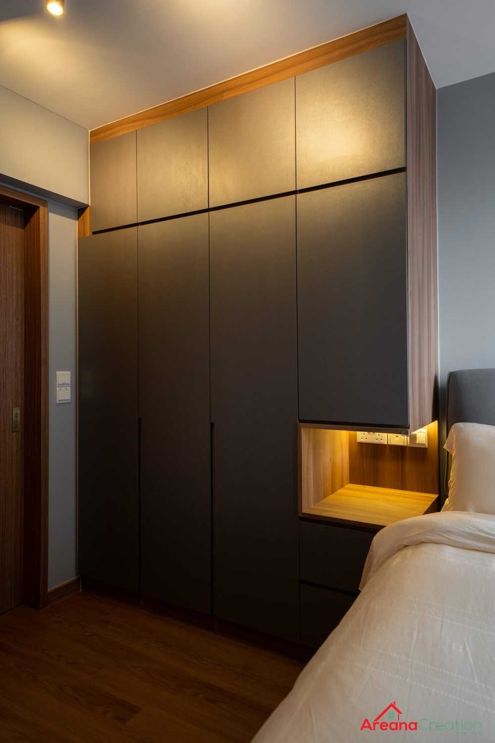 Scandinavian Bedroom with Vinyl Flooring and Drop Ceiling