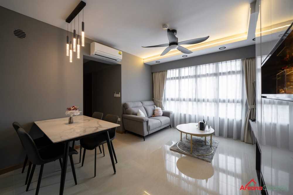 Scandinavian Living Room with Feature Wall and Cove Lighting