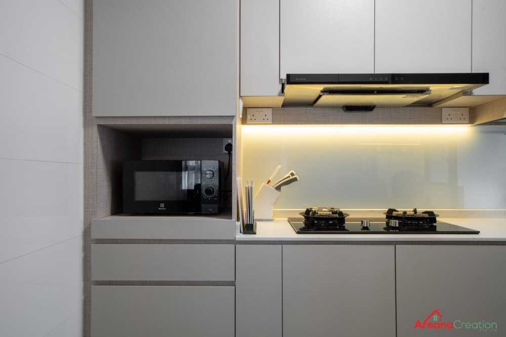 Scandinavian Kitchen with Vinyl Flooring and Kitchen Island