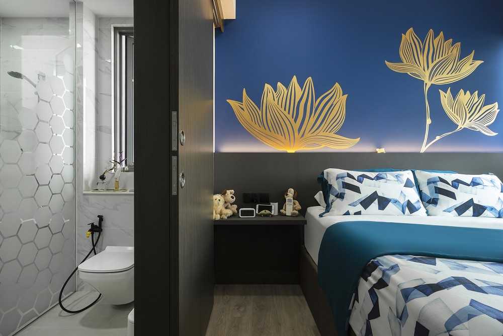 Contemporary Bedroom with Vinyl Flooring and Cove Lighting