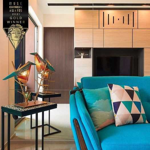 Contemporary Living Room with Homogeneous Tiles and TV Console
