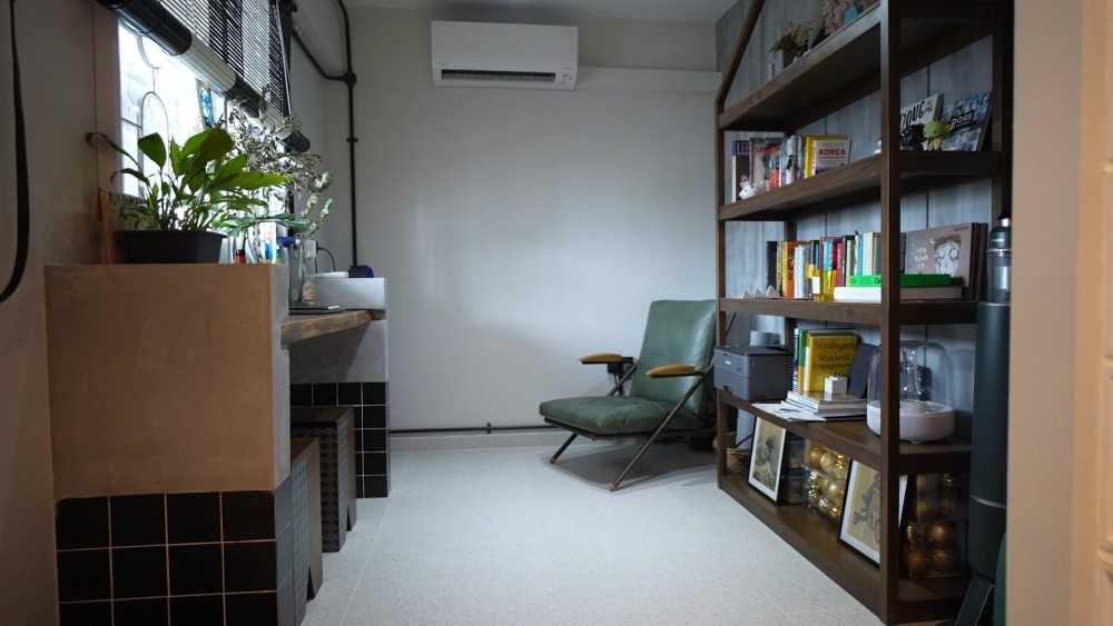 Vintage Study with Bookshelf and Desk