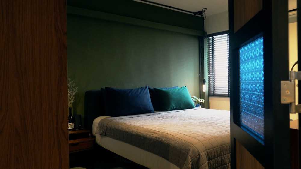 Vintage Bedroom with Wood Flooring and Wardrobe