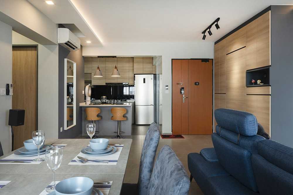 Scandinavian Kitchen with Countertop and Open Kitchen