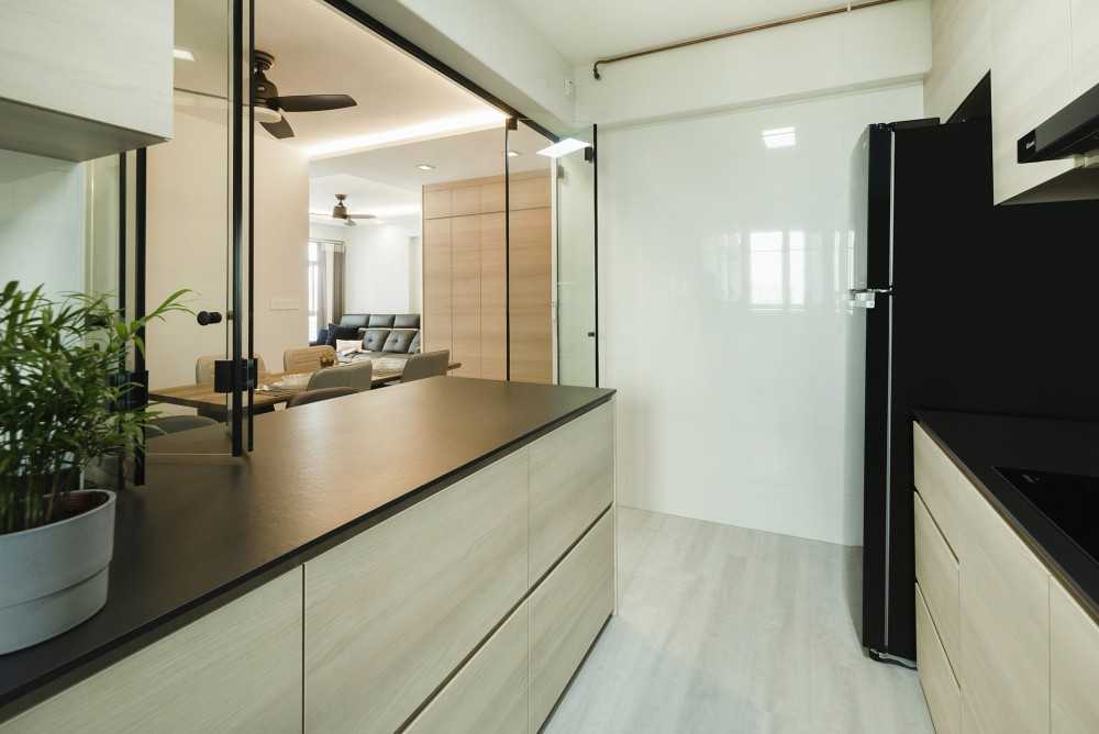 Minimalist Kitchen with Countertop and Vinyl Flooring