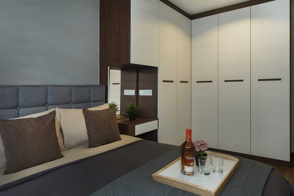 Contemporary Bedroom with Wardrobe and Bedside Table