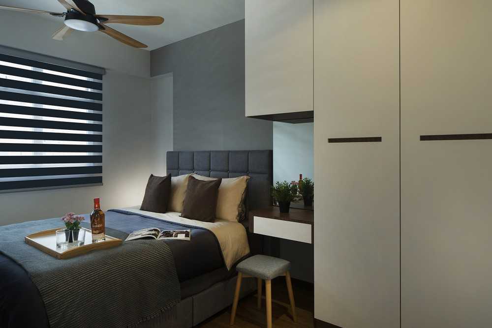 Contemporary Bedroom with Wardrobe and Bedside Table