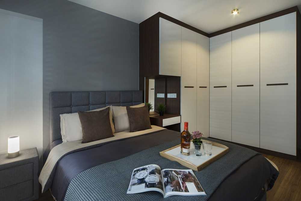 Contemporary Bedroom with Wardrobe and Bedside Table