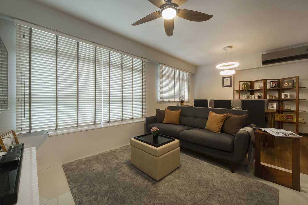 Contemporary Living Room with TV Console and Feature Wall