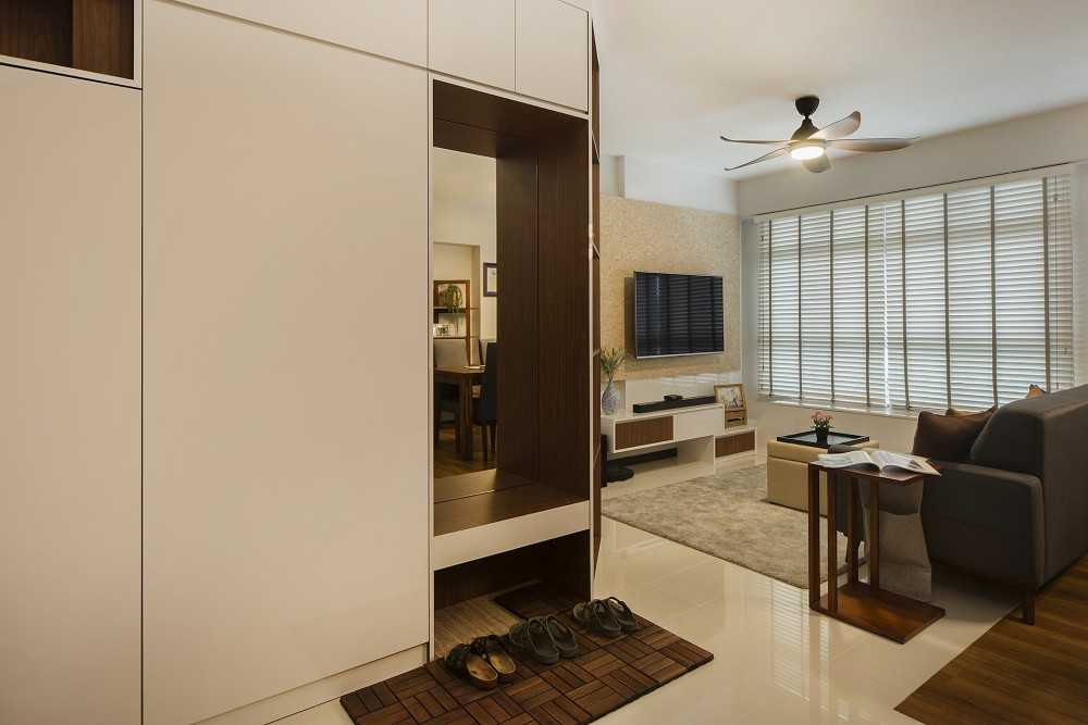 Contemporary Living Room with TV Console and Feature Wall