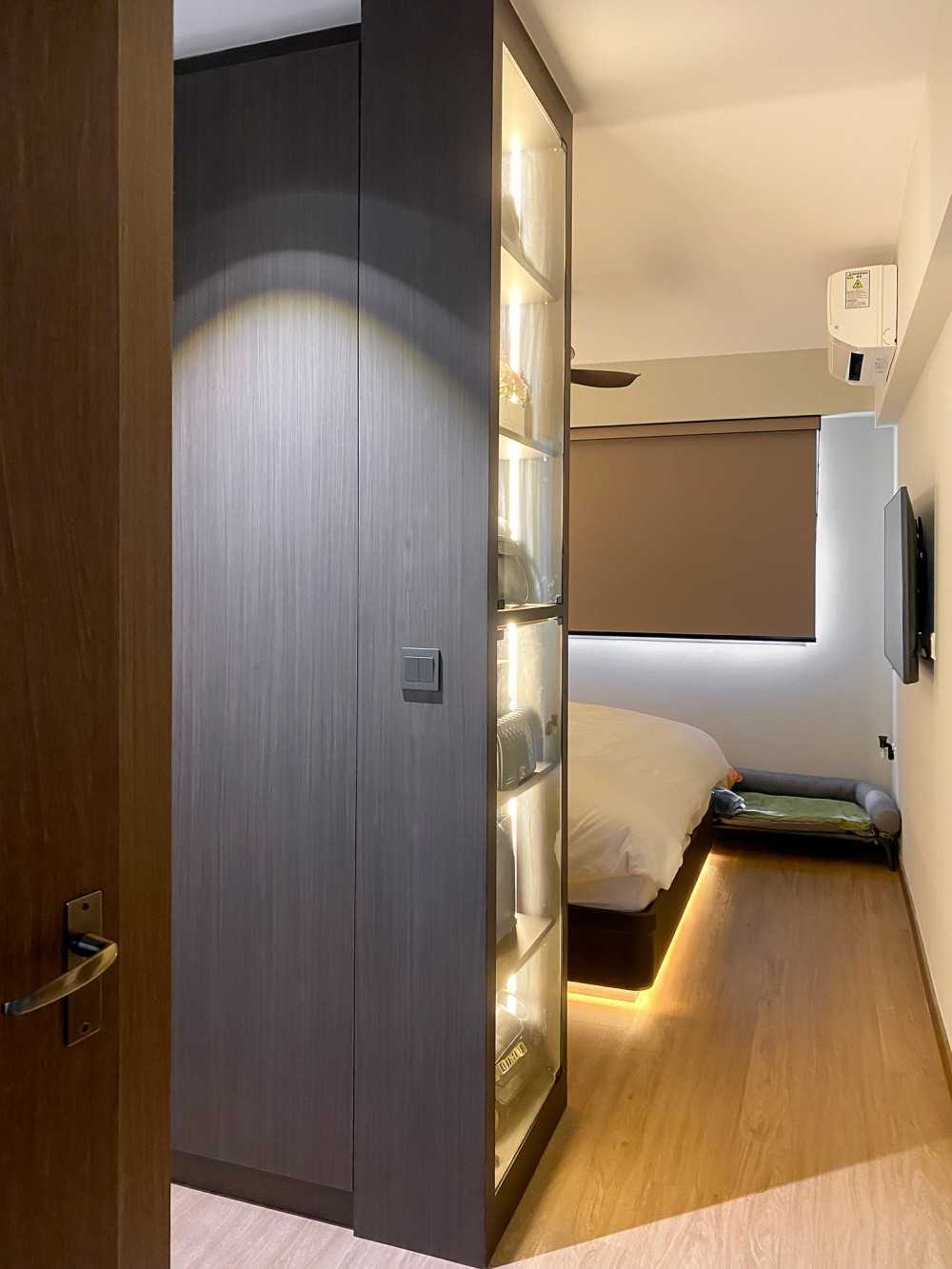 Scandinavian Bedroom with Wardrobe and Display Cabinets