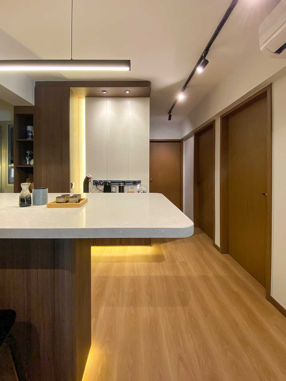 Scandinavian Dining Room with Bar Counter and Sideboard