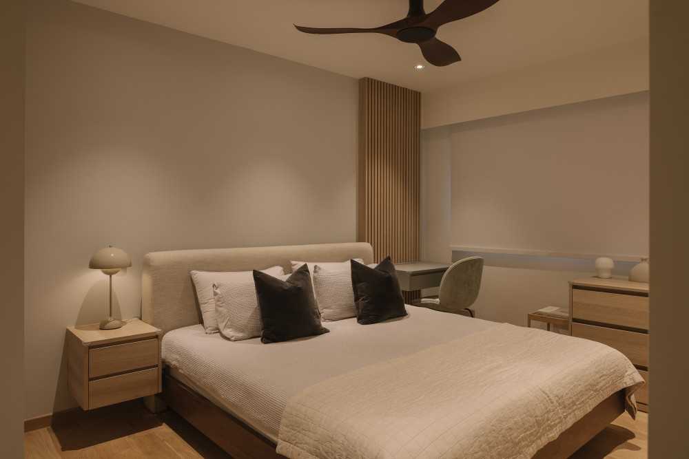 Modern Bedroom with Ceiling Light and Downlights