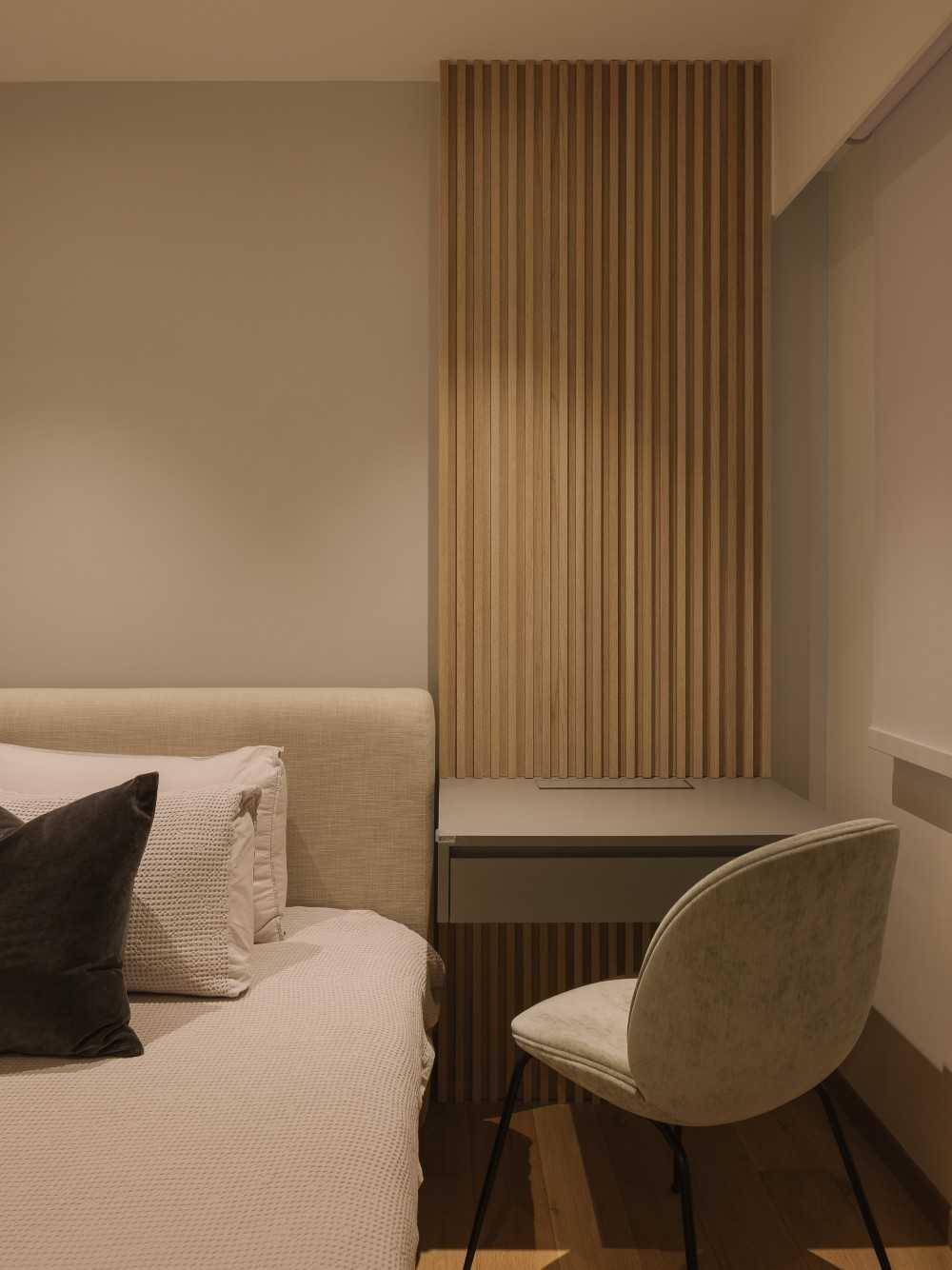 Modern Bedroom with Feature Wall and Bedside Table