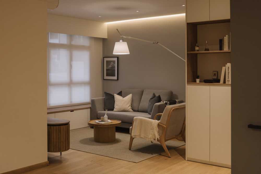 Modern Living Room with Ceiling Light and Sofa