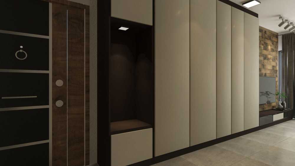 Contemporary Entryway with Seating Bench and Shoe Rack