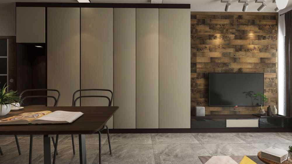 Contemporary Living Room with Bookshelf and Settee