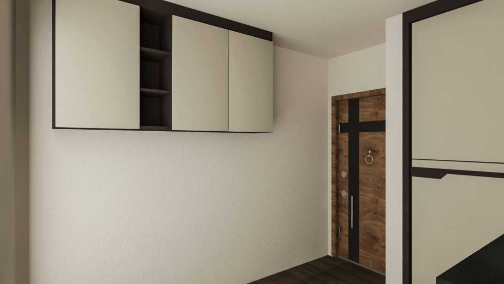 Contemporary Bedroom with Bookshelf and Vinyl Flooring