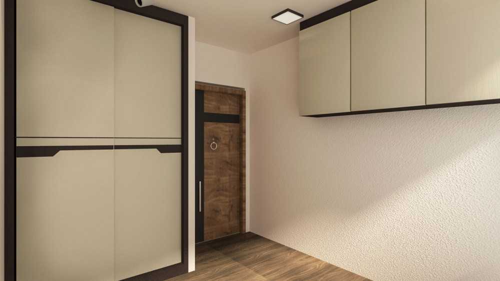 Contemporary Bedroom with Vinyl Flooring and Wardrobe