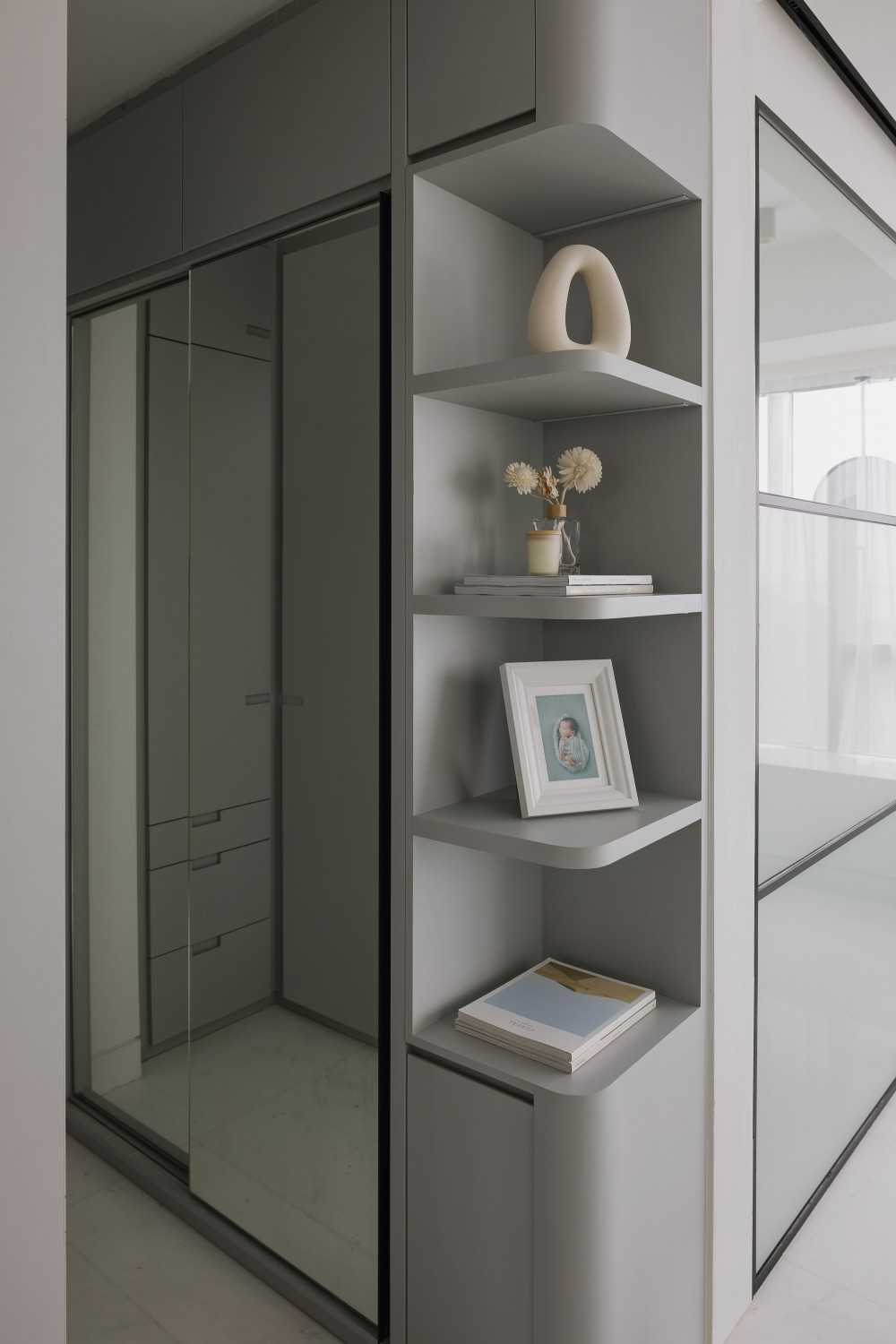 Modern Bedroom with Mirror and Wardrobe