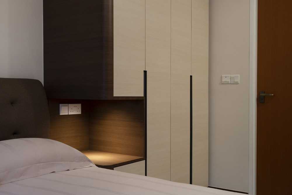 Contemporary Bedroom with Wardrobe and Downlights