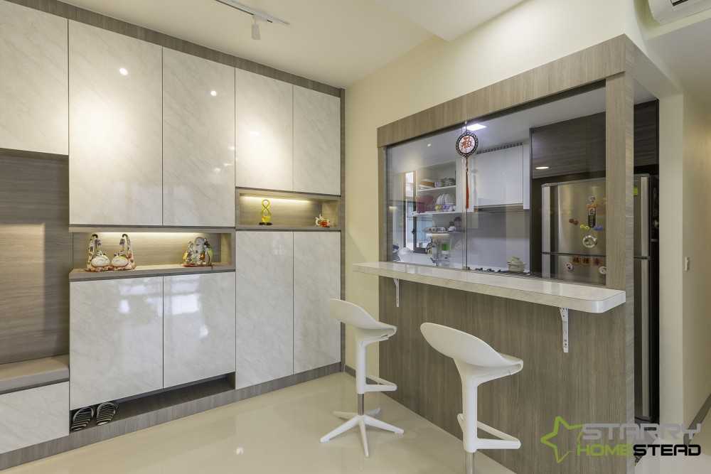 Modern Living Room with Bar Counter and Storage Cabinets
