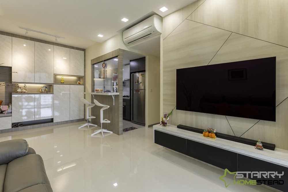 Modern Living Room with TV Console and Feature Wall