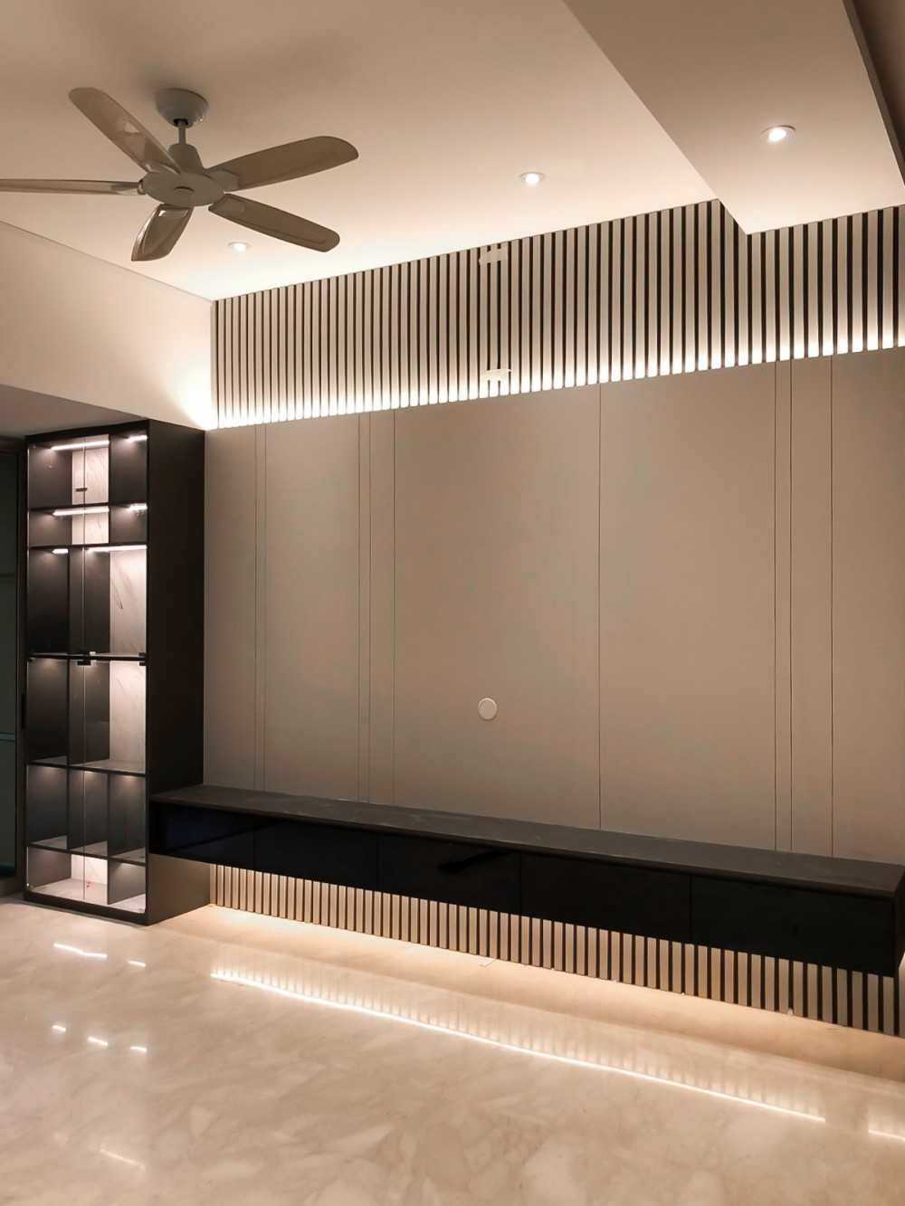 Modern Living Room with TV Console and Panelling